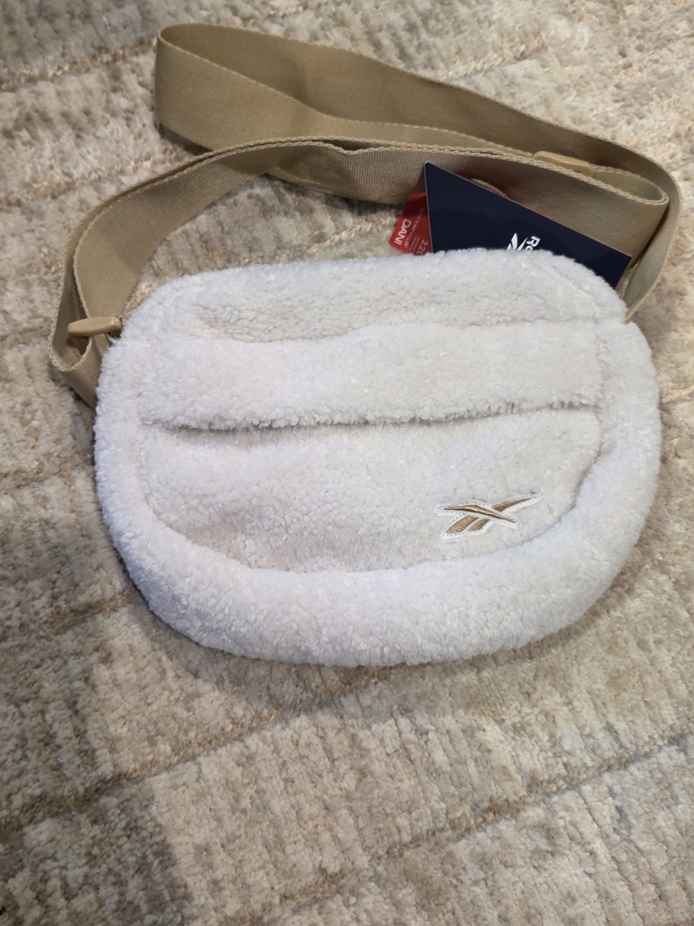 Reebok Sherpa Fanny Pack in Cream with Tan Strap - Picture 2 of 5